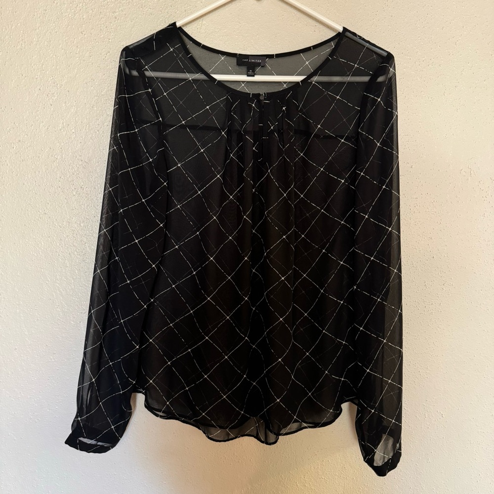 The Limited Women’s Black/White Design Sheer Blouse